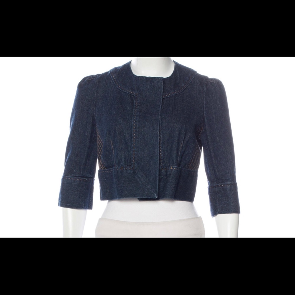 Diane Von Furstenberg Remo Crop Denim Jean Jacket